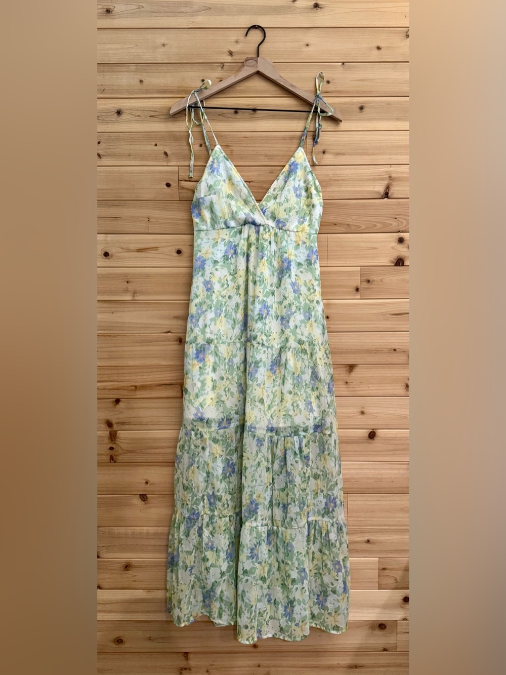 Abercrombie & Fitch Small Floral Print Tie Shoulder Maxi Dress Coquette Softgirl